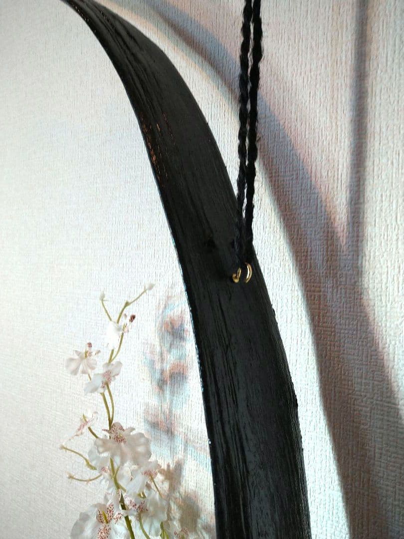 ♥花瓶・オブジェ・インテリア♥７７cm特大⬛壁掛け・反ブラック飾り台グラス付