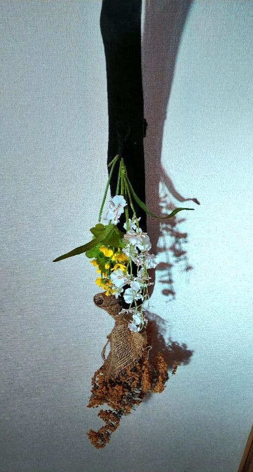 ♥花瓶・オブジェ・インテリア♥７７cm特大⬛壁掛け・反ブラック飾り台グラス付