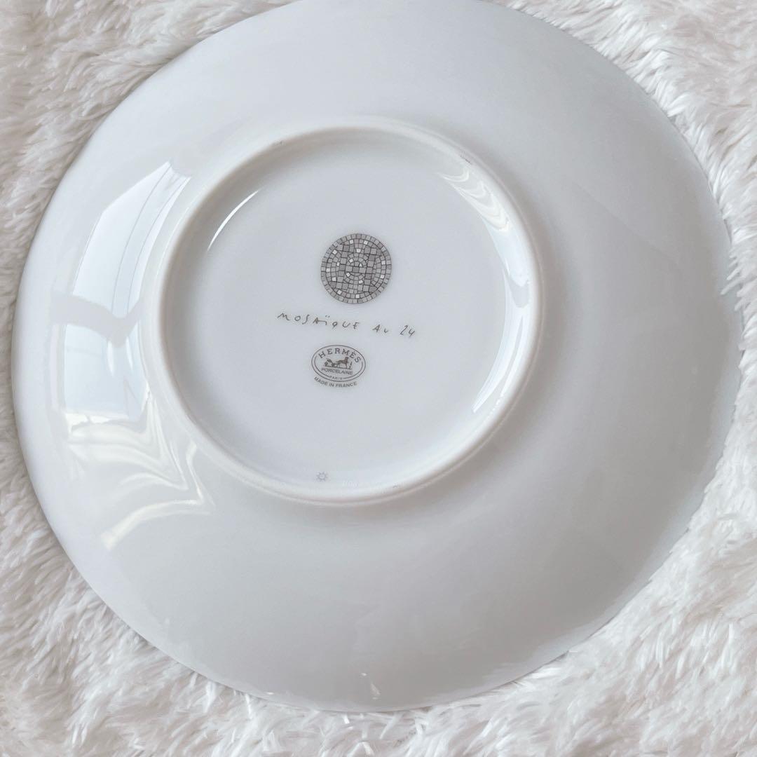 【美品】エルメス モザイク 24 プラチナ デザートプレート 2枚