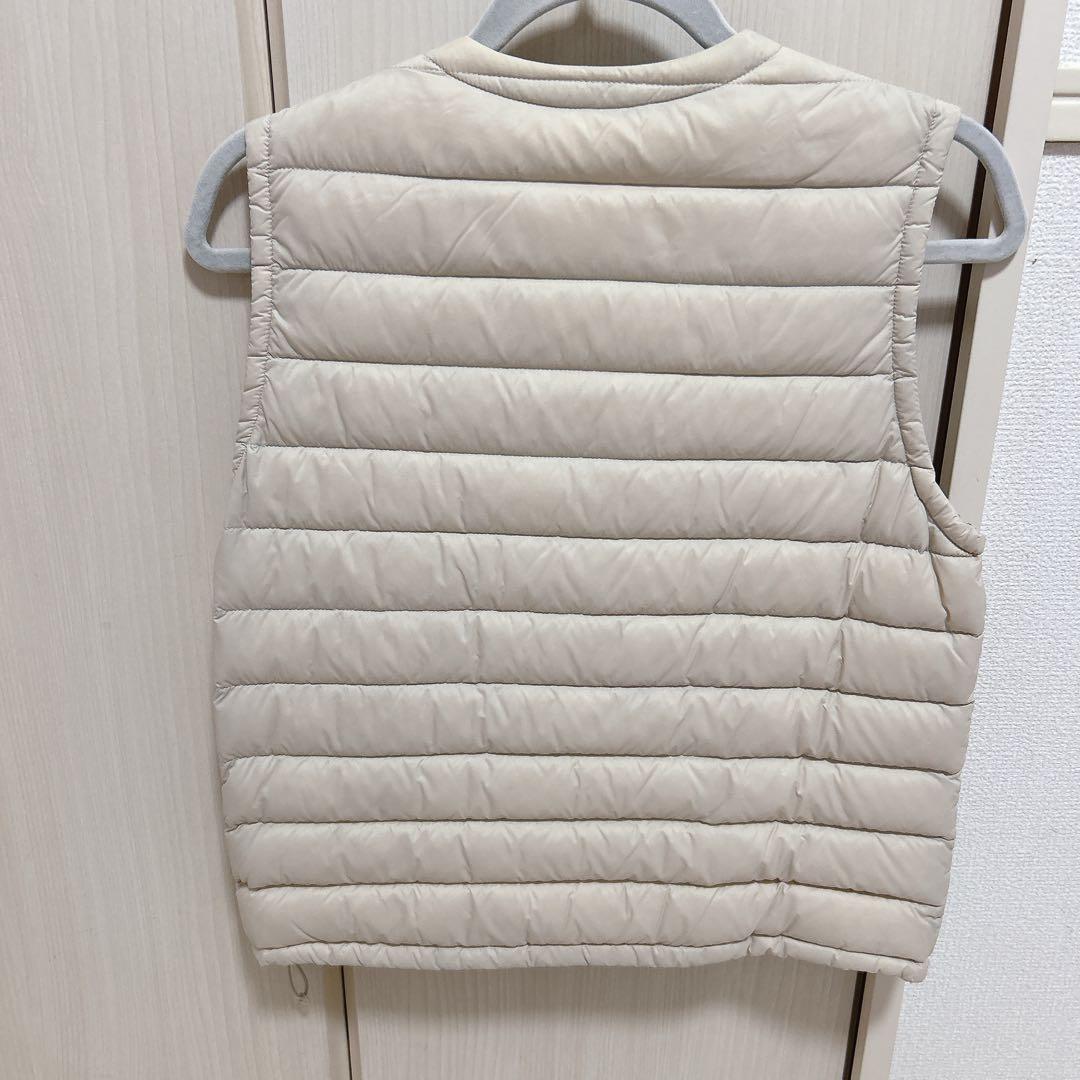 希少 DANTON オイスターホワイト　アイボリー　Vネック　ダウンベスト　36