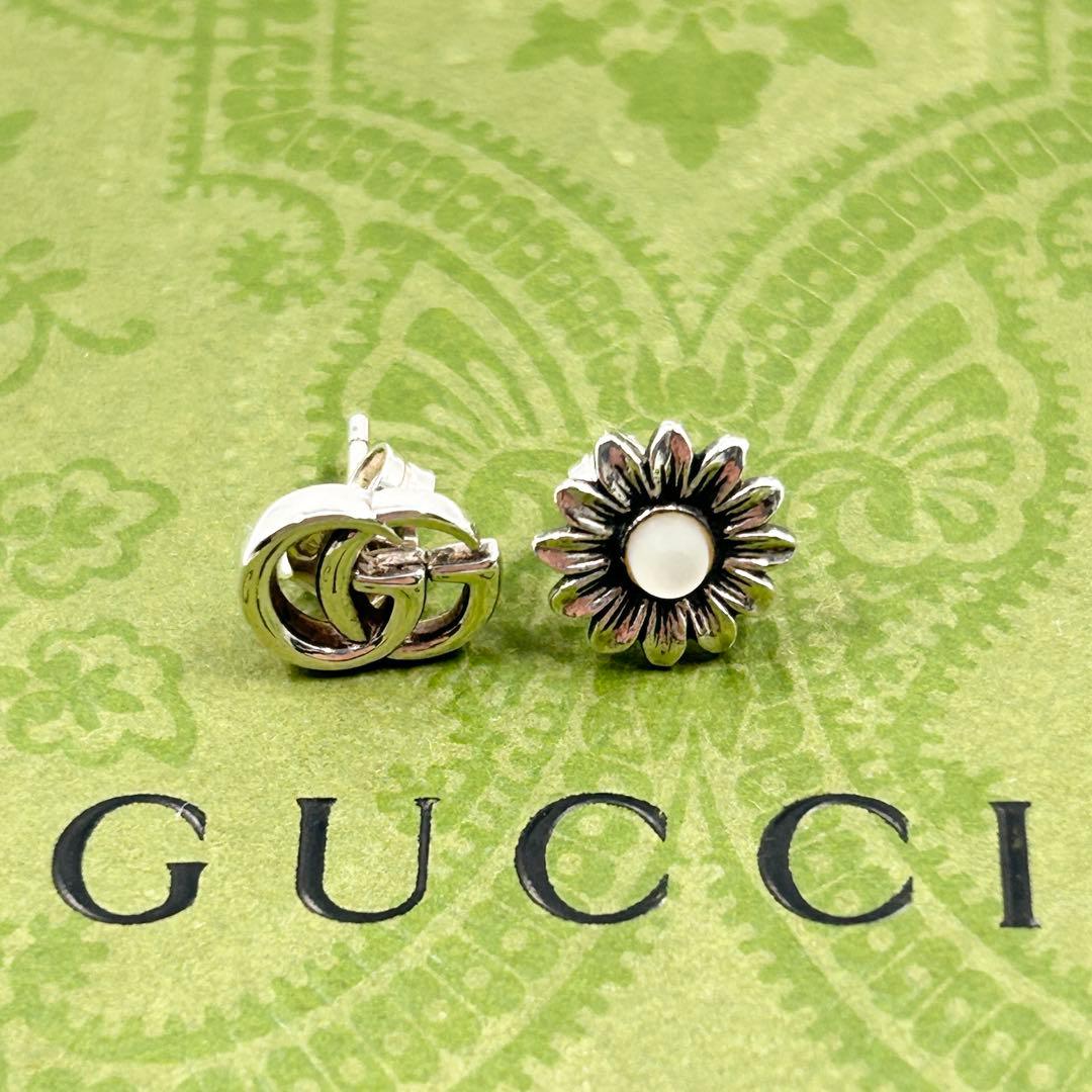 美品✨　グッチ　ピアス　フラワー　マーモント　G　両耳　シルバー　Ag925