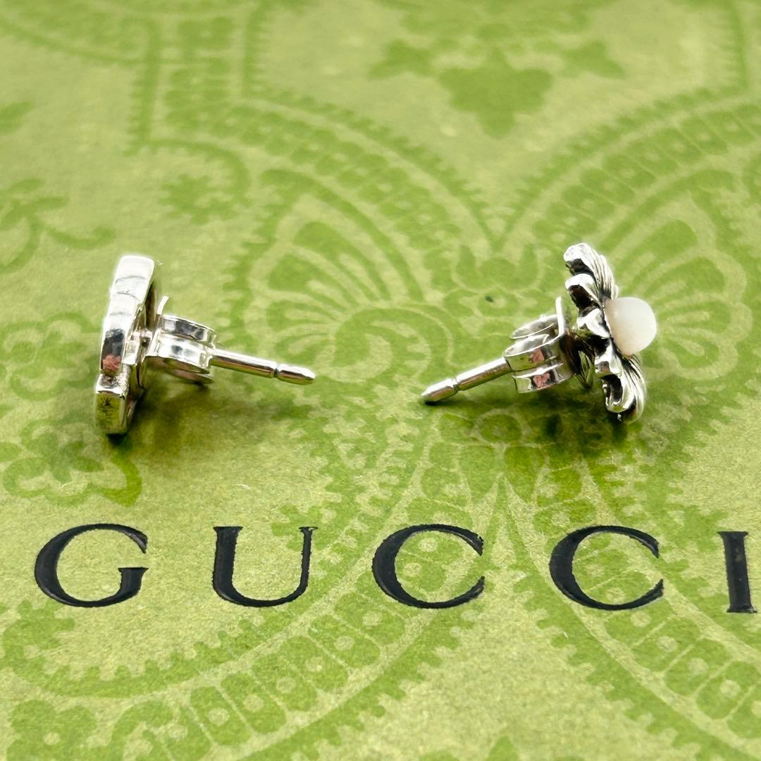 美品✨　グッチ　ピアス　フラワー　マーモント　G　両耳　シルバー　Ag925