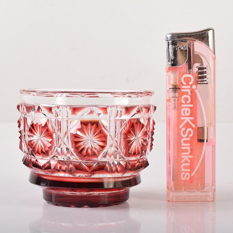 薩摩ガラス工芸作　島津薩摩切子　色被せガラス　切子猪口　共布共箱　D　R8099