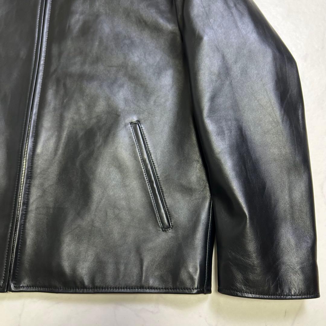 【美品】25AW ユナイテッドアローズ シープレザー ジップ ブルゾン 黒 XL