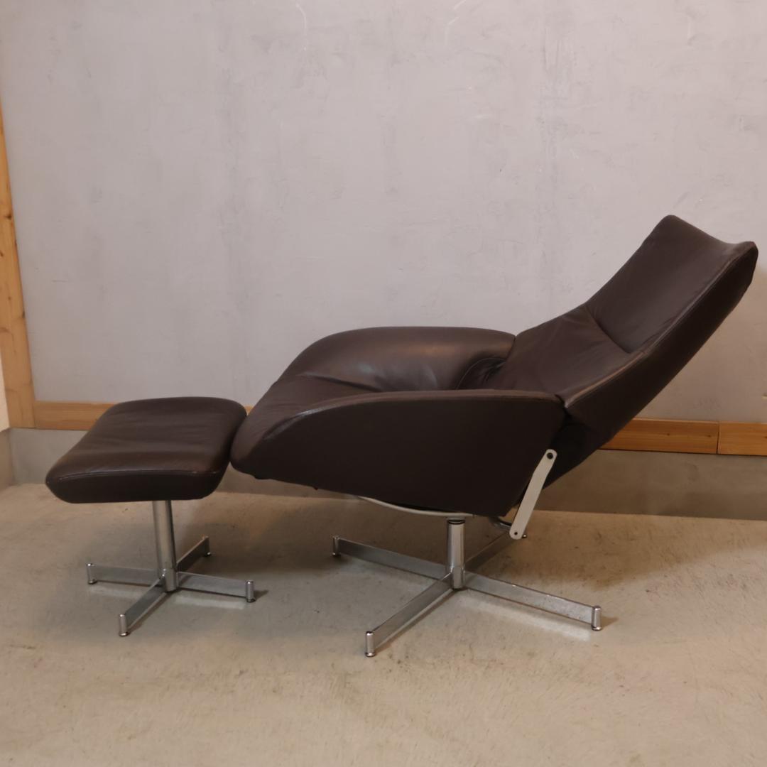 KEBE ケべ フランスベッド 本革 リクライニングチェア オットマン 1P