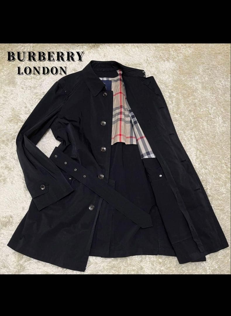 【✨大きいサイズ✨】バーバリーロンドン　ステンカラーコート　ベルテッド　黒　LL