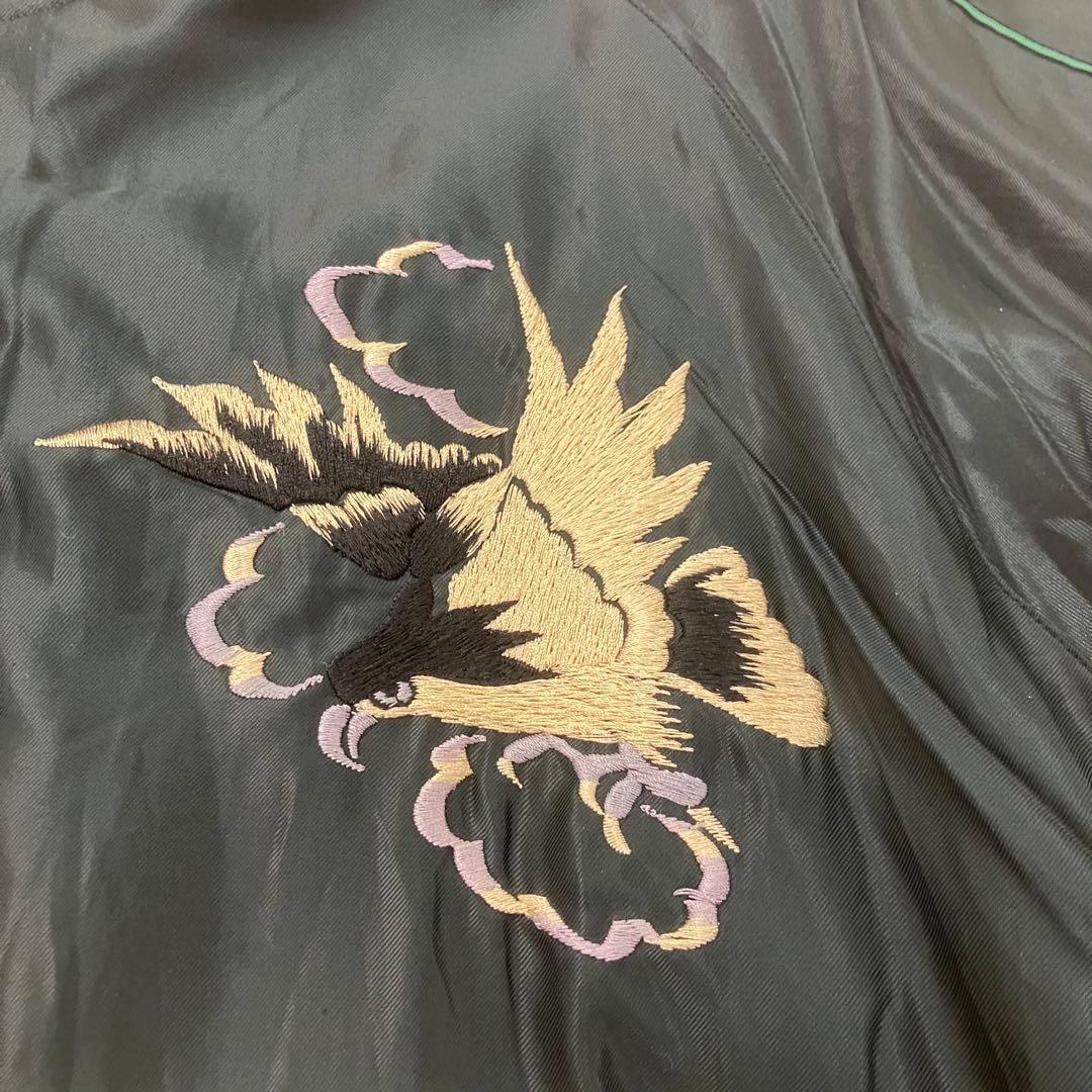 TAILOR東洋 ヒノヤ別注 舞妓 イーグル 刺繍 スカジャン 青 黒 Ｌ