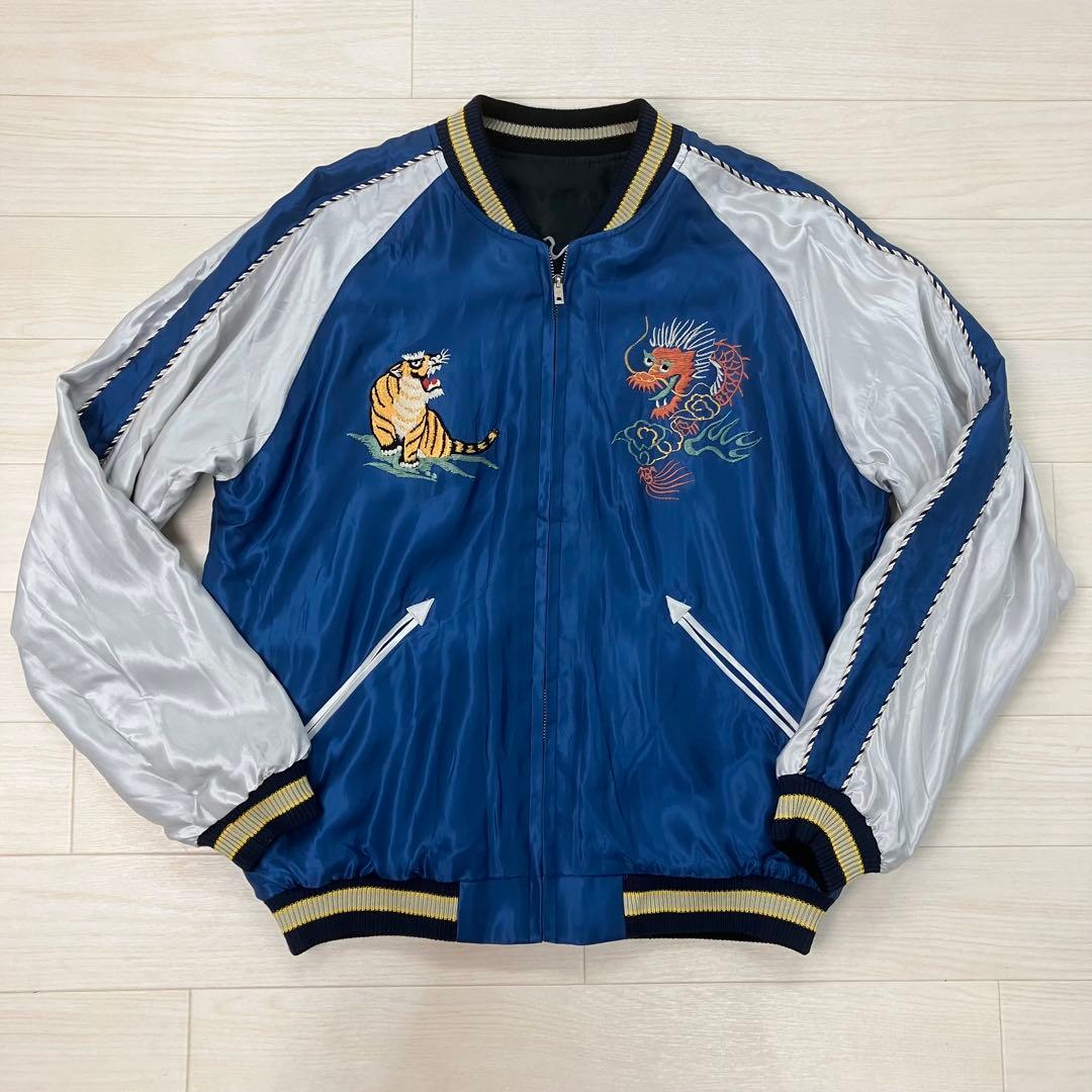 TAILOR東洋 ヒノヤ別注 舞妓 イーグル 刺繍 スカジャン 青 黒 Ｌ