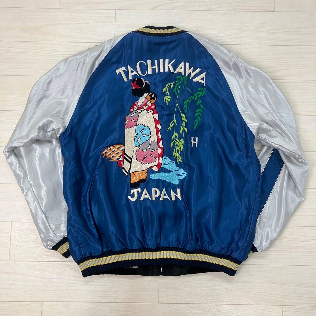 TAILOR東洋 ヒノヤ別注 舞妓 イーグル 刺繍 スカジャン 青 黒 Ｌ