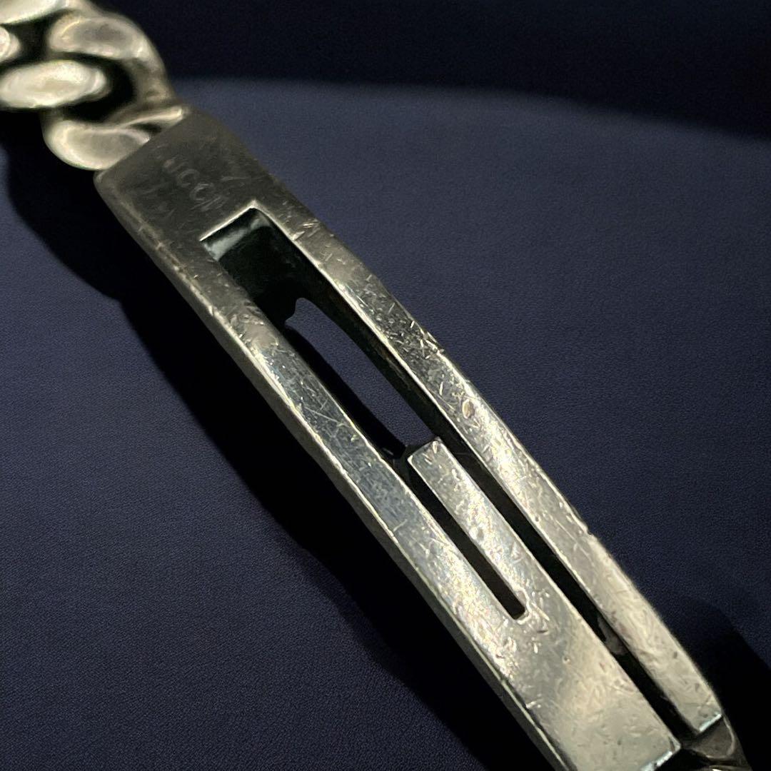 オールド　グッチ　ブレスレット Gロゴ 喜平チェーン シルバー　17 y2k