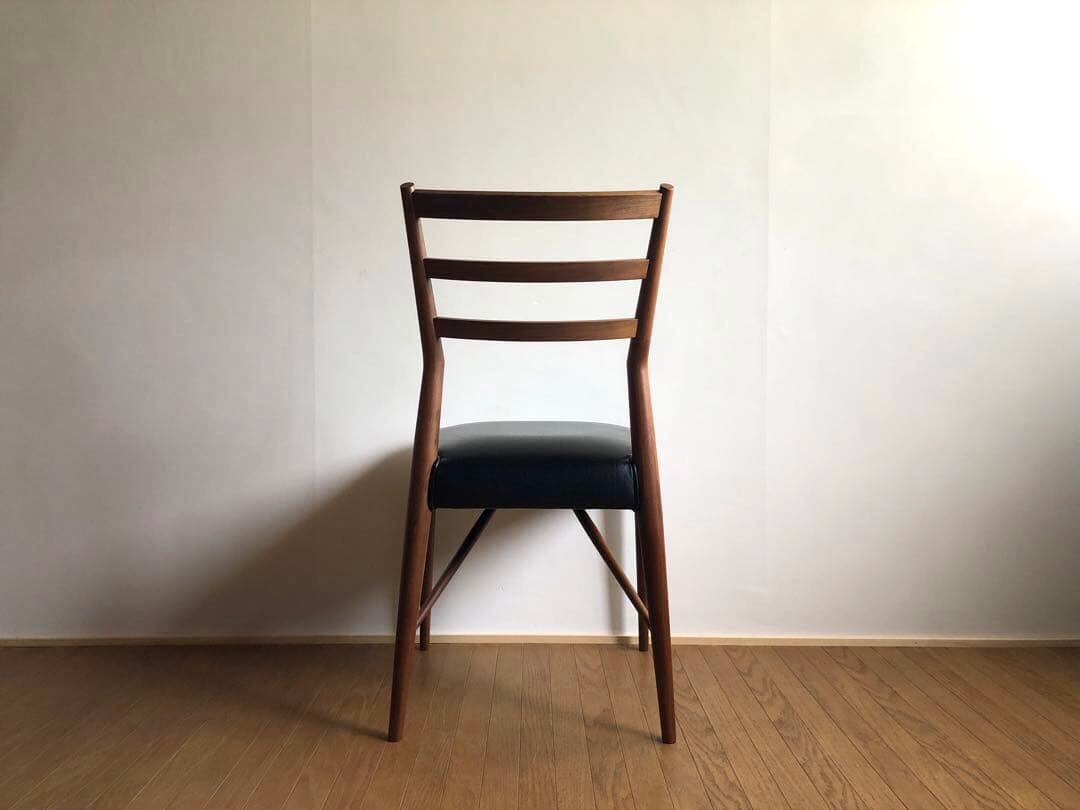 飛騨高山 日進木工製 ウォールナット材 黒革チェア ダイニング デスク椅子 工芸