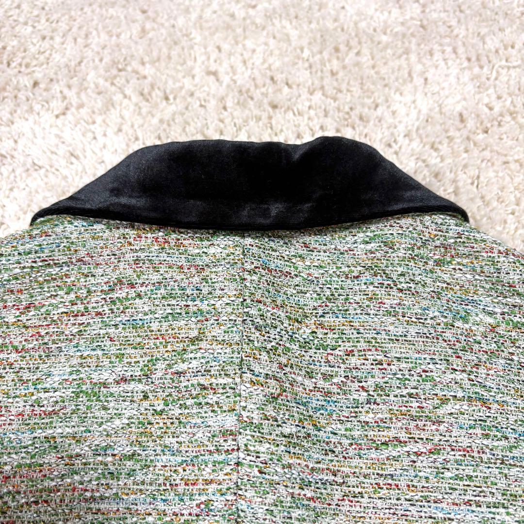 スーパービューティー ベロア襟 MIXツイード ジャケット コート 42