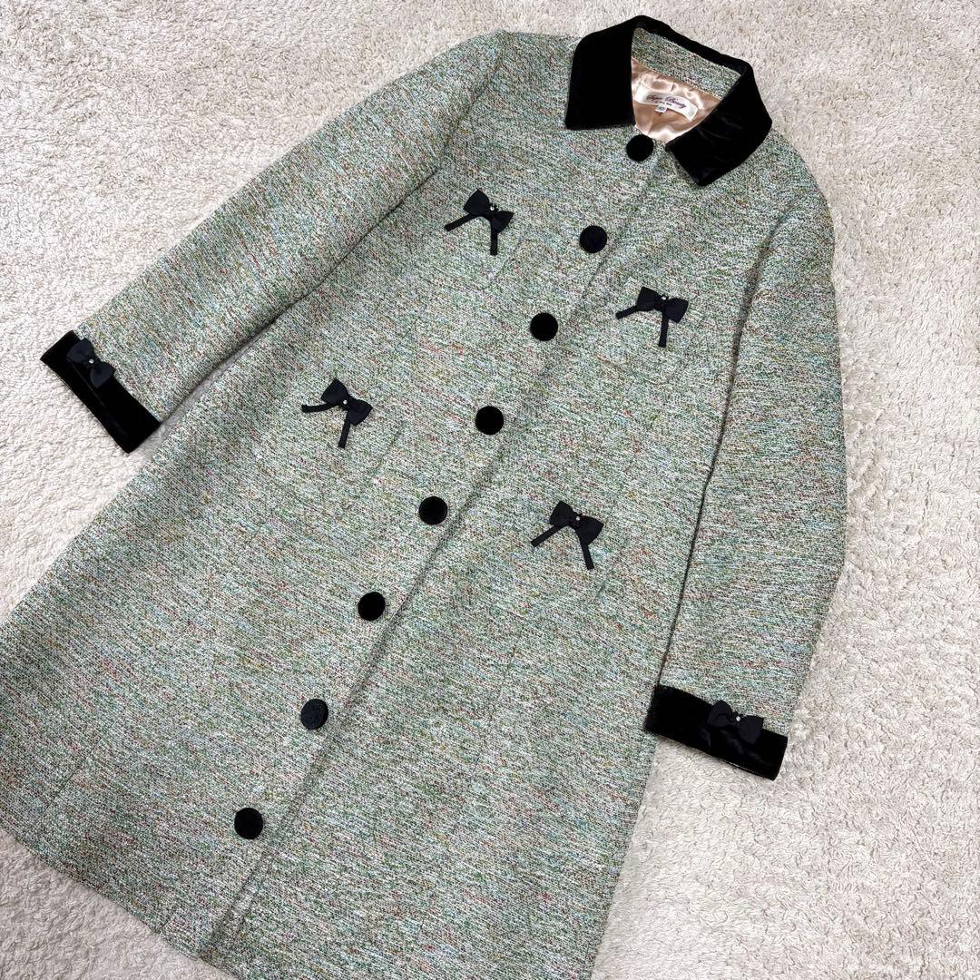 スーパービューティー ベロア襟 MIXツイード ジャケット コート 42