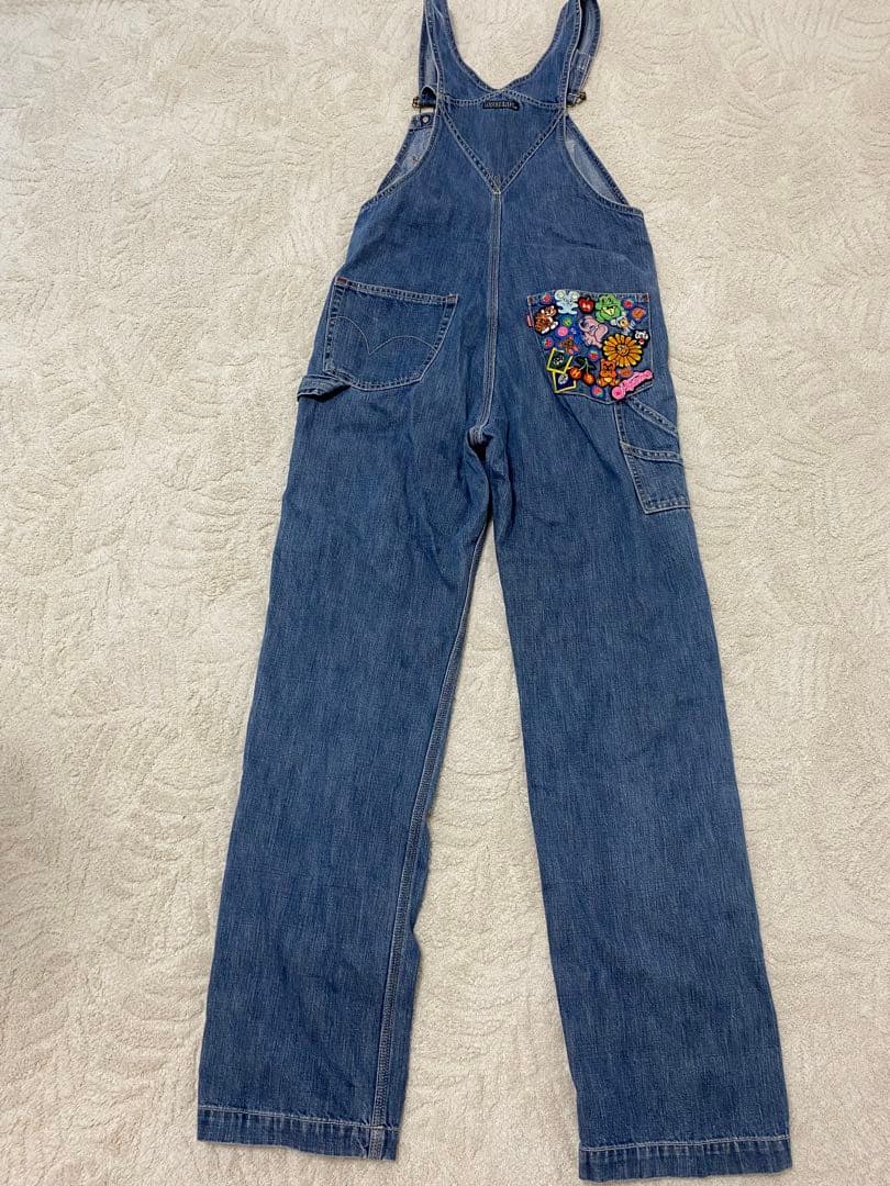 希少　ヒステリックグラマー　キャラ刺繍ワッペンオーバーオール　デニムサロペット