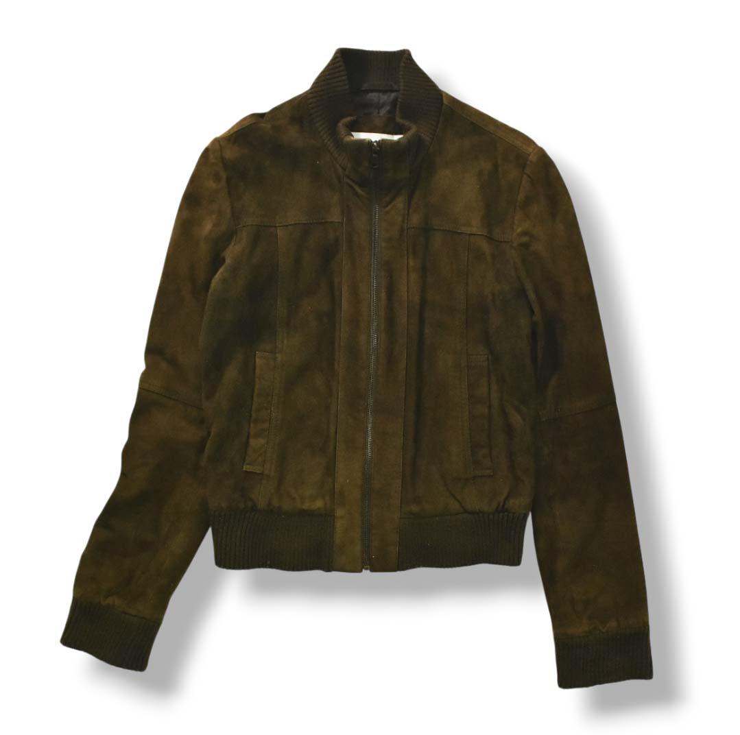 【人気】 ザラ ZARA レザー スエード ジャケット S ブラウン ♪