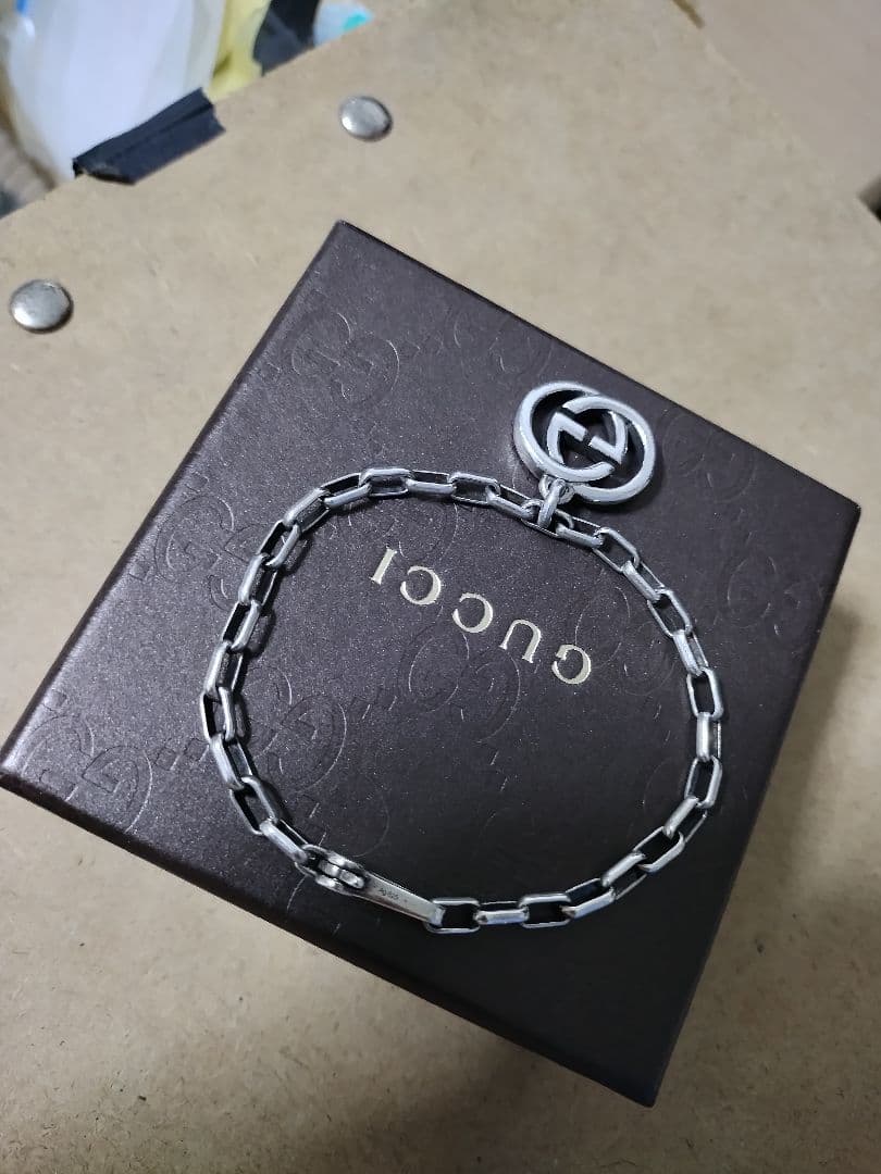 良好品 GUCCIグッチ シルバー925インターロッキングブレスレットイタリア製