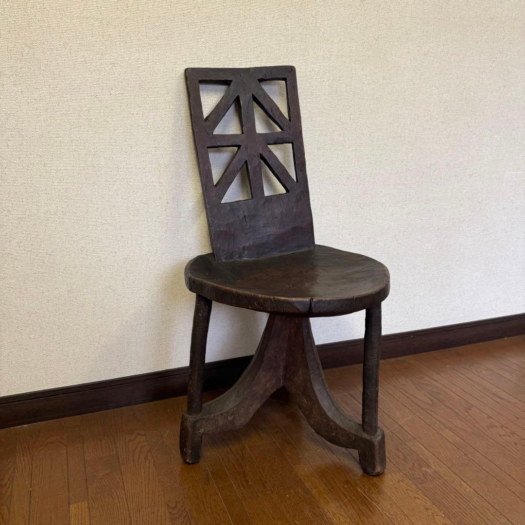 エチオピア ワレガ 椅子 チェアー アフリカ 古道具 ビンテージ 民芸 骨董