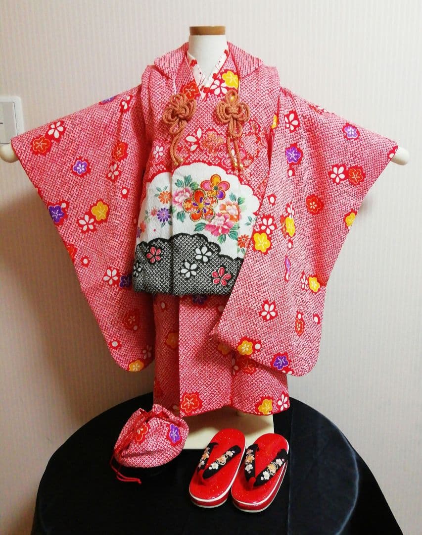 J−K−3−30　七五三3歳着物　古典疋田絞り