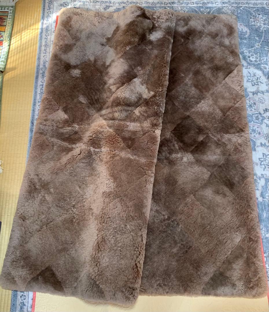 未使用ロフテー上質リアルムートンカーペットラグ茶系オーストラリア産