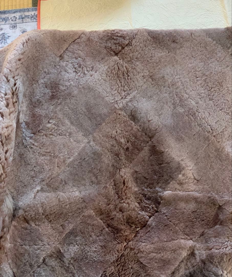 未使用ロフテー上質リアルムートンカーペットラグ茶系オーストラリア産