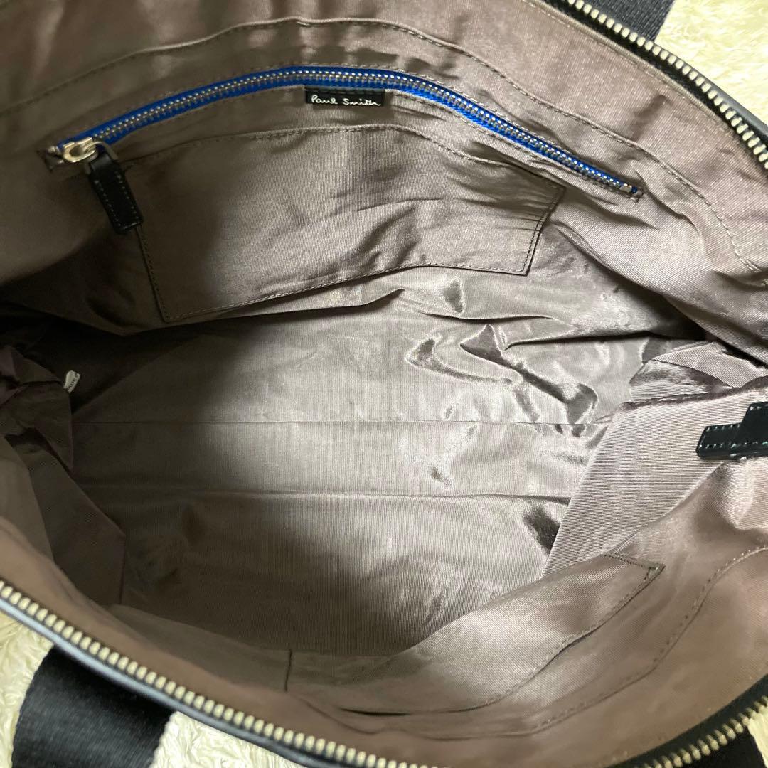 【極美品】ポールスミス トート ナイロン マルチストライプ ブラック 肩掛け