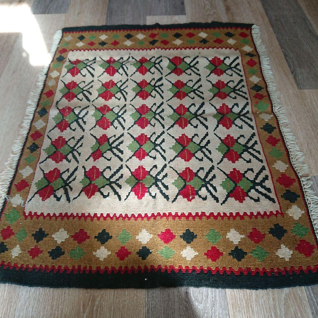 ウール製幾何学模様ラグ 90cm