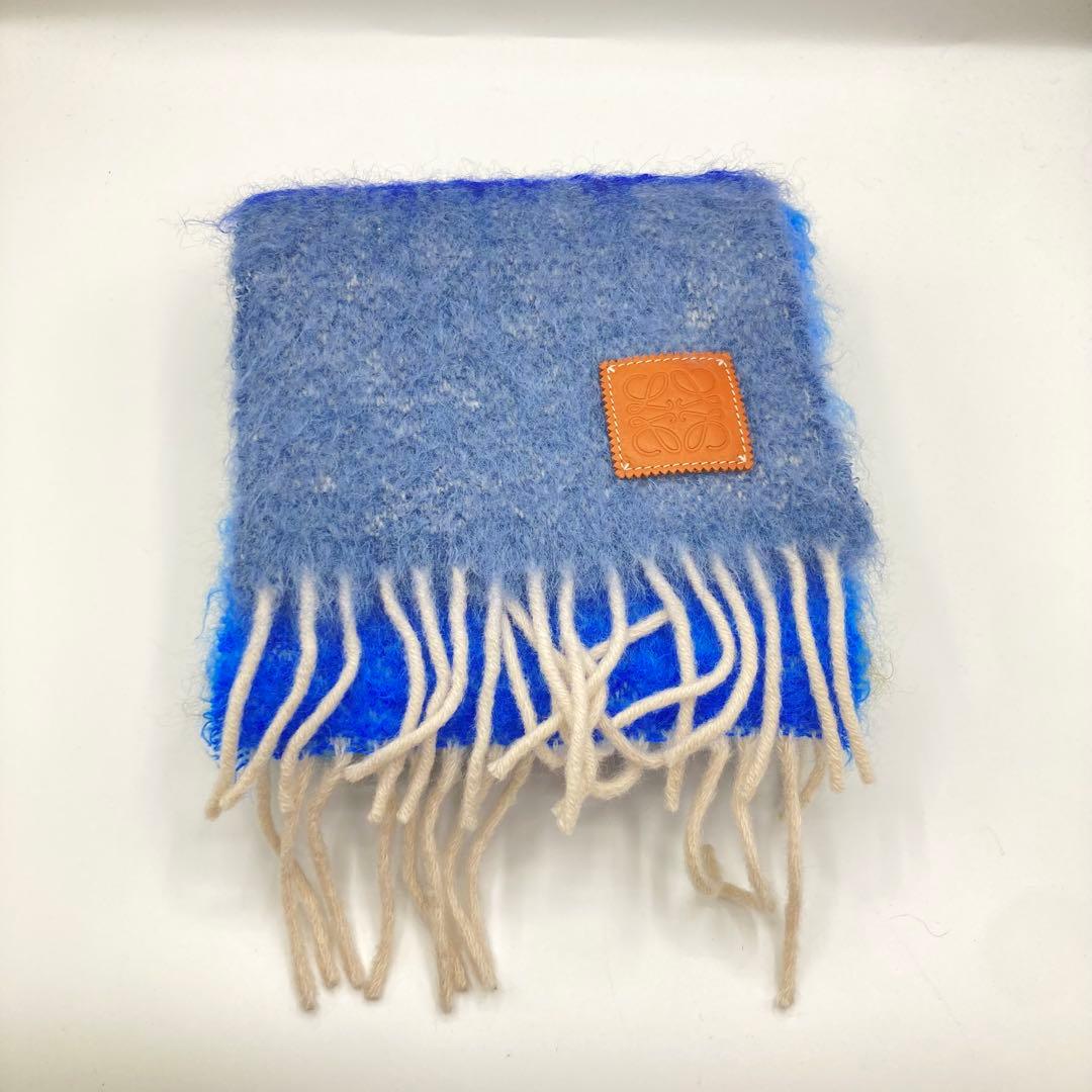 【美品】LOEWEロエベ ストライプモヘア マフラー