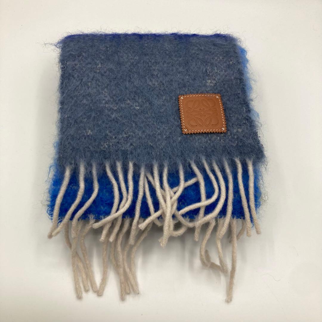 【美品】LOEWEロエベ ストライプモヘア マフラー