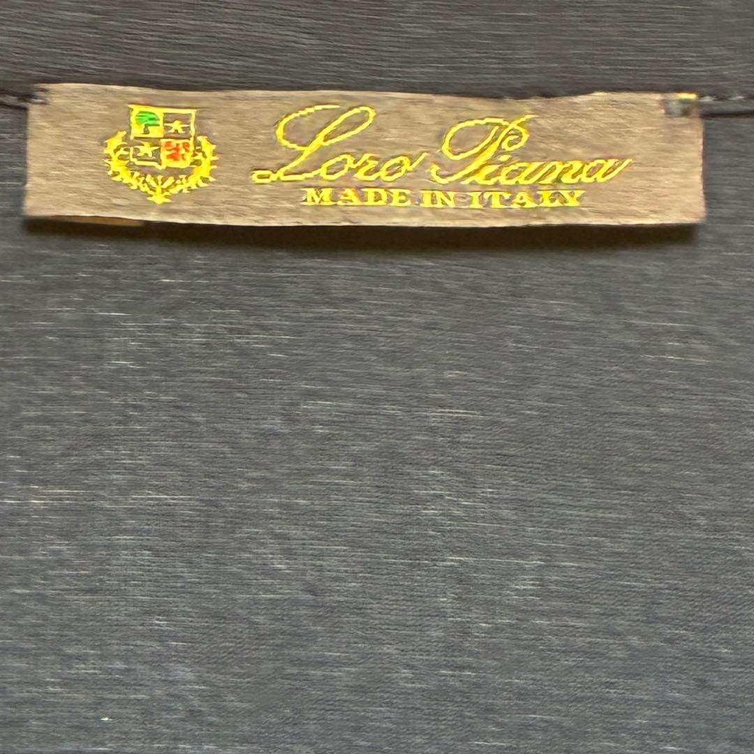 【美品、イタリア製】ロゴ装飾　LoroPiana半袖シャツ　ネイビー　紺　L相当