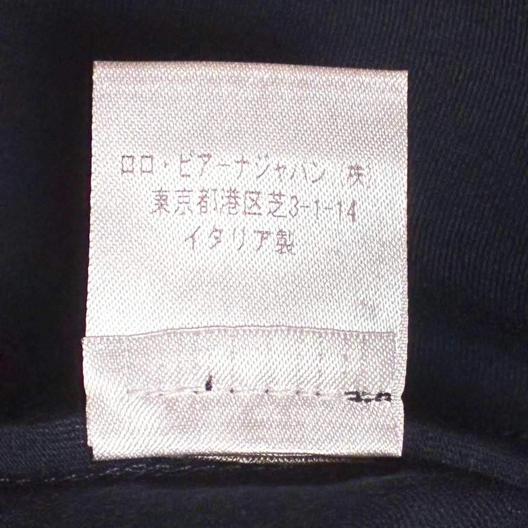 【美品、イタリア製】ロゴ装飾　LoroPiana半袖シャツ　ネイビー　紺　L相当