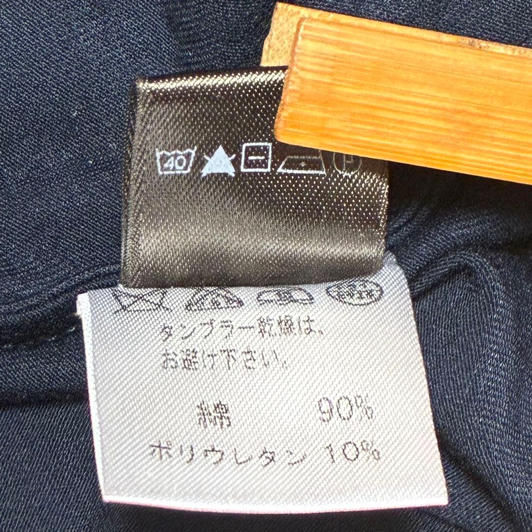 【美品、イタリア製】ロゴ装飾　LoroPiana半袖シャツ　ネイビー　紺　L相当