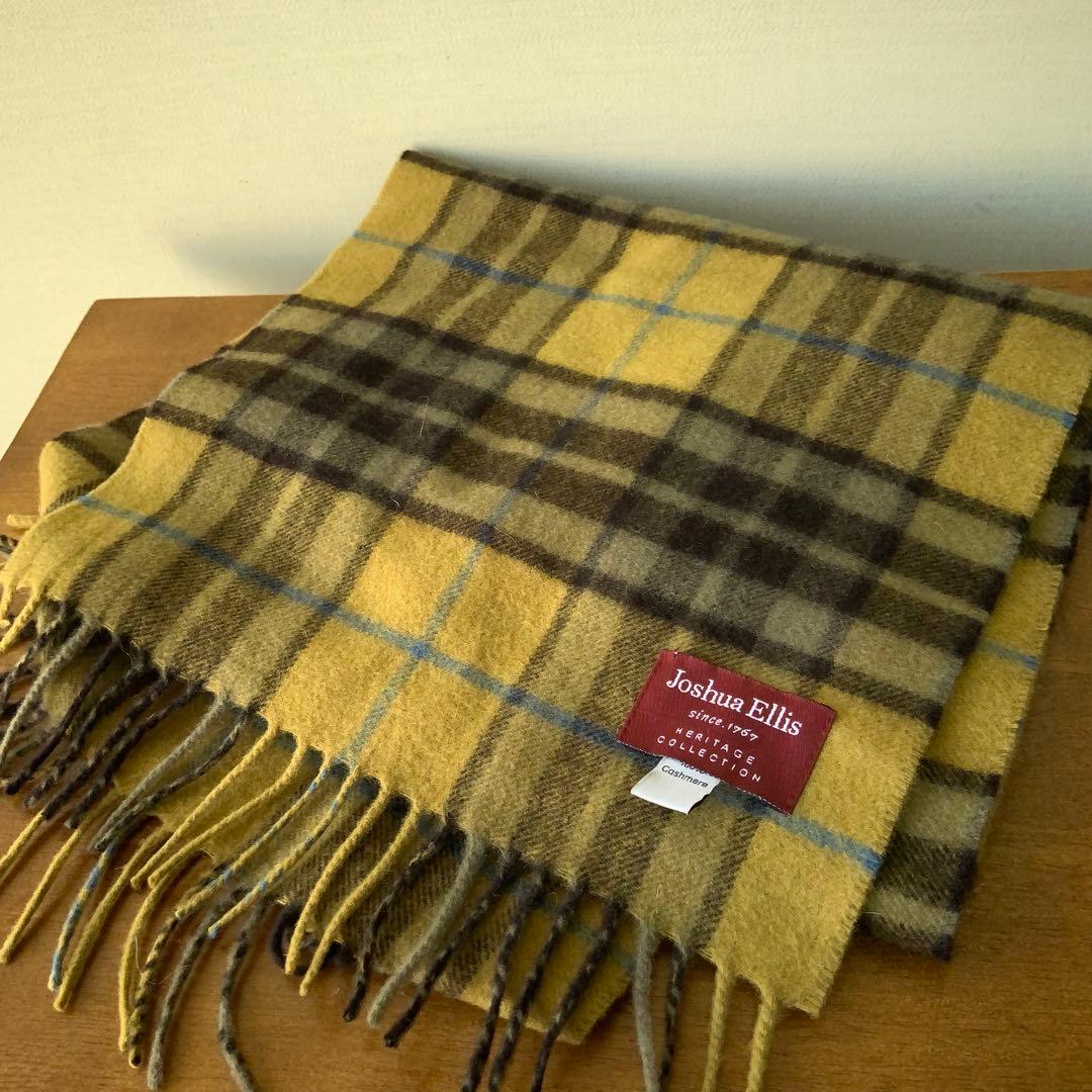 Joshua Ellis ジョシュアエリス カシミヤマフラー 英国製 カーキ