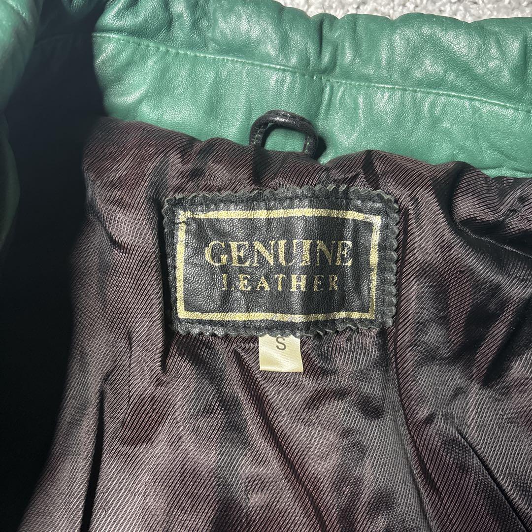 ペレペレ　レザージャケット　ジャクソンズ　刺繍デザイン　グリーン　ブラック　古着