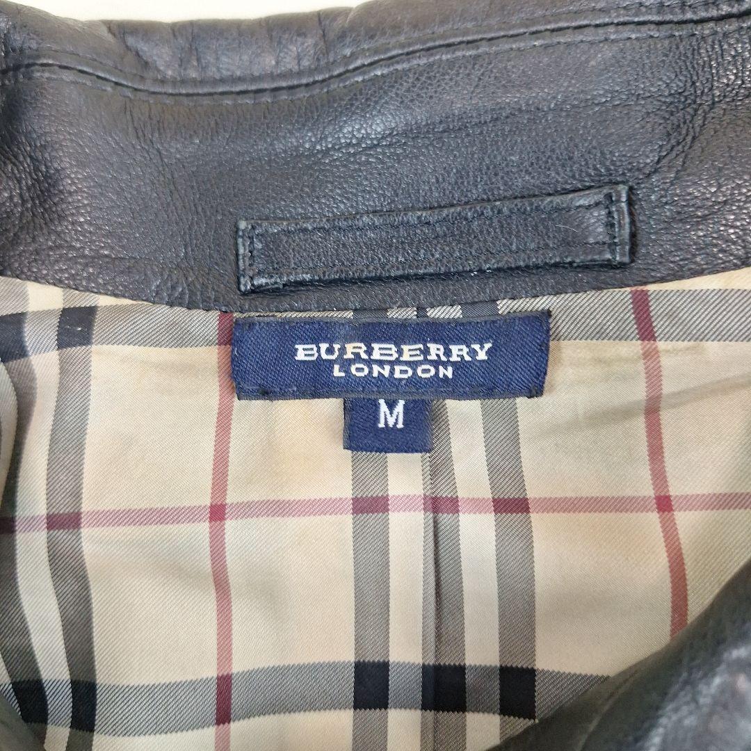 BURBERRY　ラムレザージャケット　ブラック　裏地ノバチェック　M