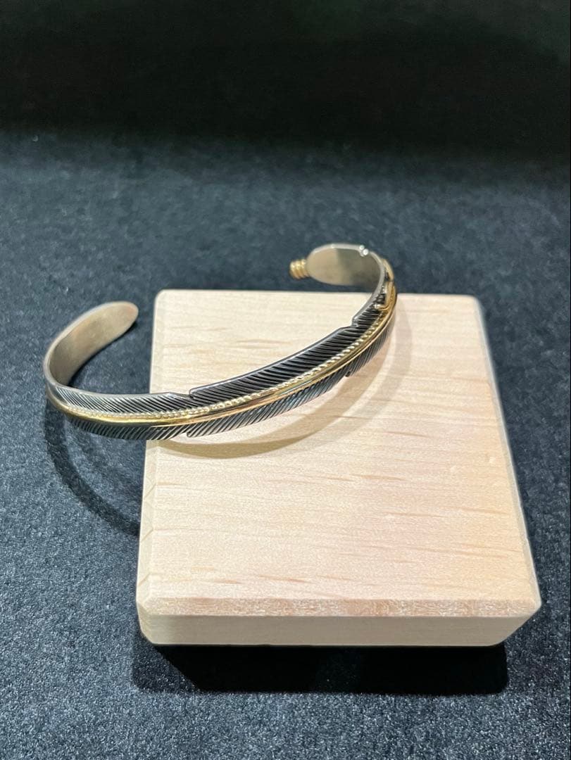 インディアンジュエリー　フェザーバングル　スターリングシルバー&12k