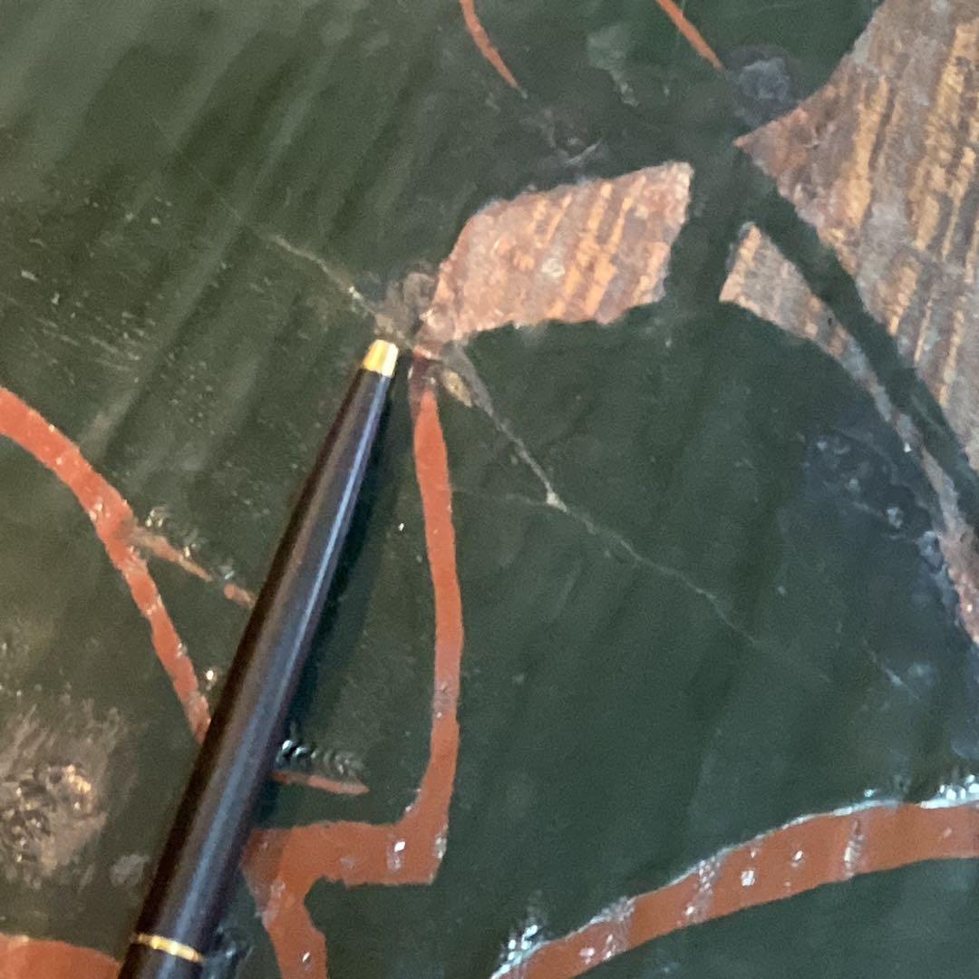 煎茶葉盆　① 煎茶道瓢型漆絵葉盆