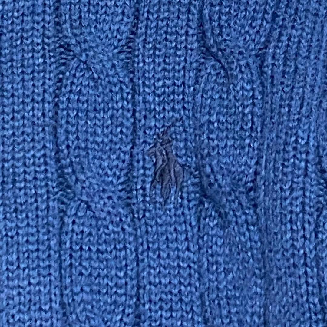 E53 ポロラルフローレン ケーブルセーター ブルー Lサイズ コットン