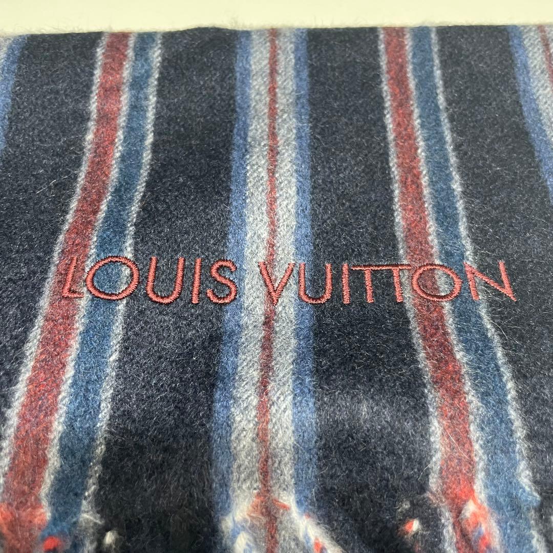 ど*て様 美品　LOUIS VUITTON カシミヤマフラー ストライプ