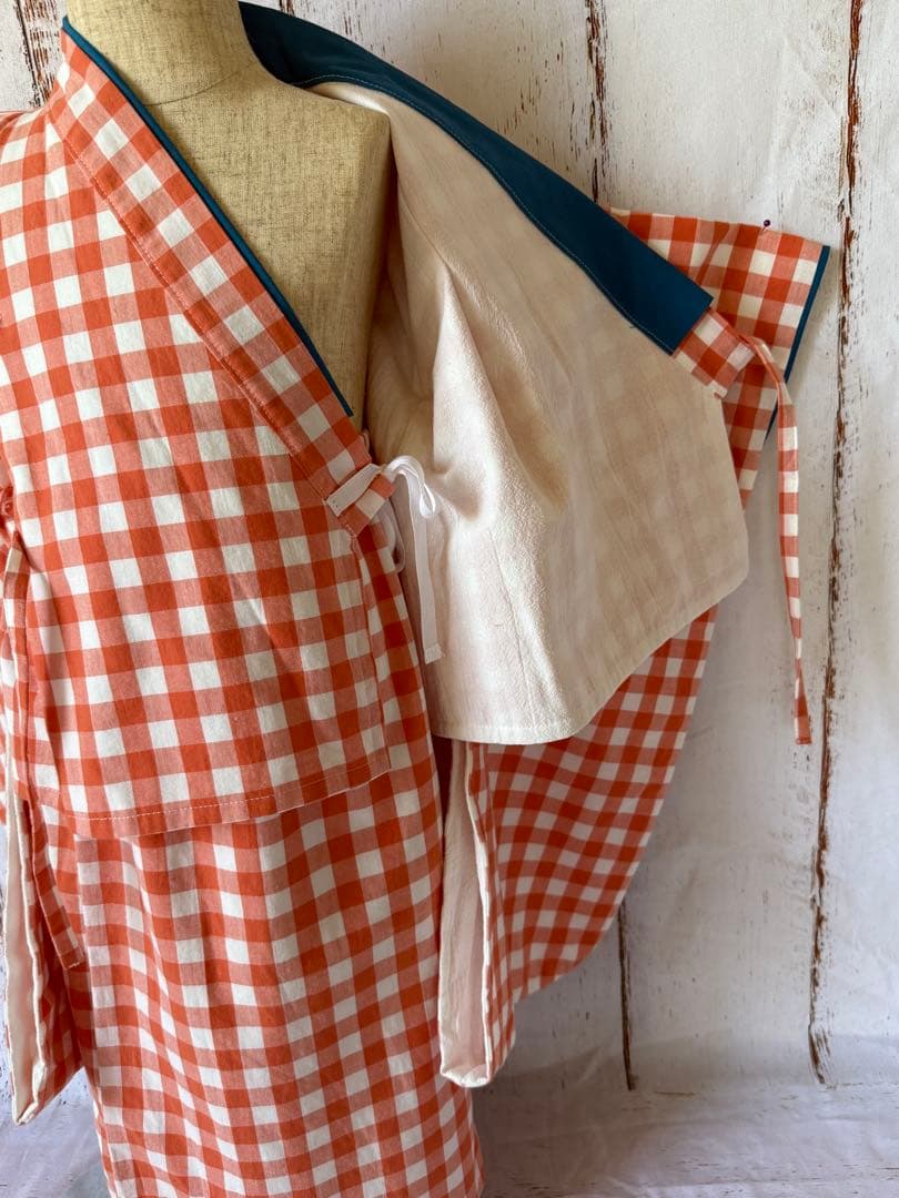 七五三着物とレース被布エプロンセット　ハンドメイド　3歳　90〜110サイズ