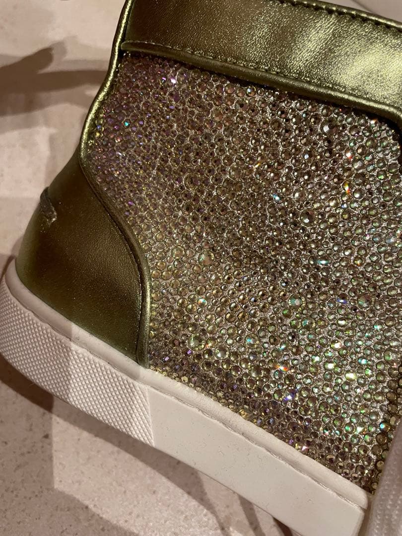 クリスチャンルブタン 38 メタリックスパンコール ハイカットスニーカー