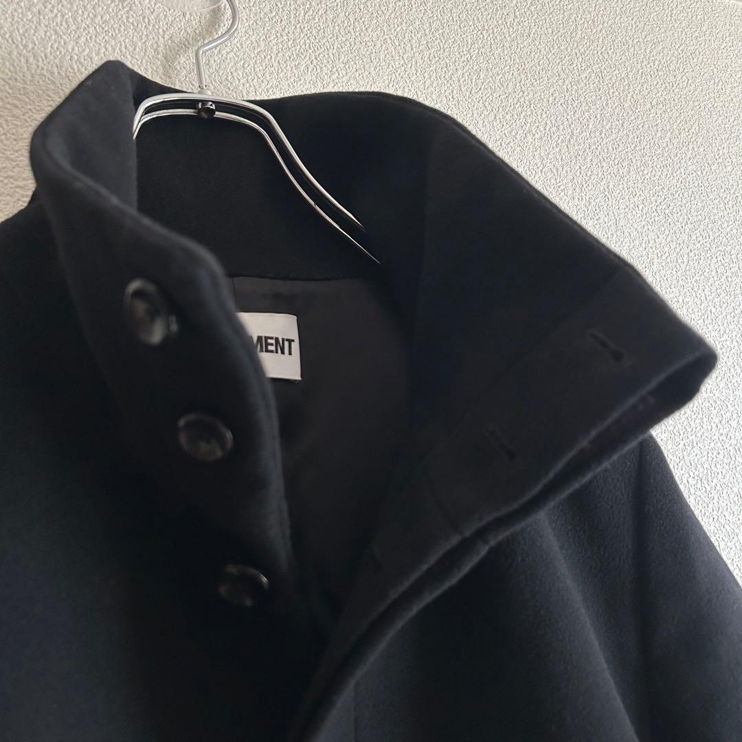 ATTACHMENT アタッチメント スタンドカラーコート カシミヤ混 黒