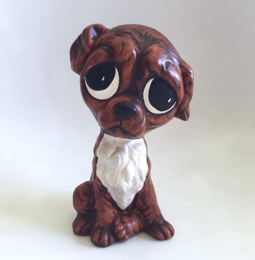 ビンテージ 陶器製 Big eye dog置物 犬 Sad eye