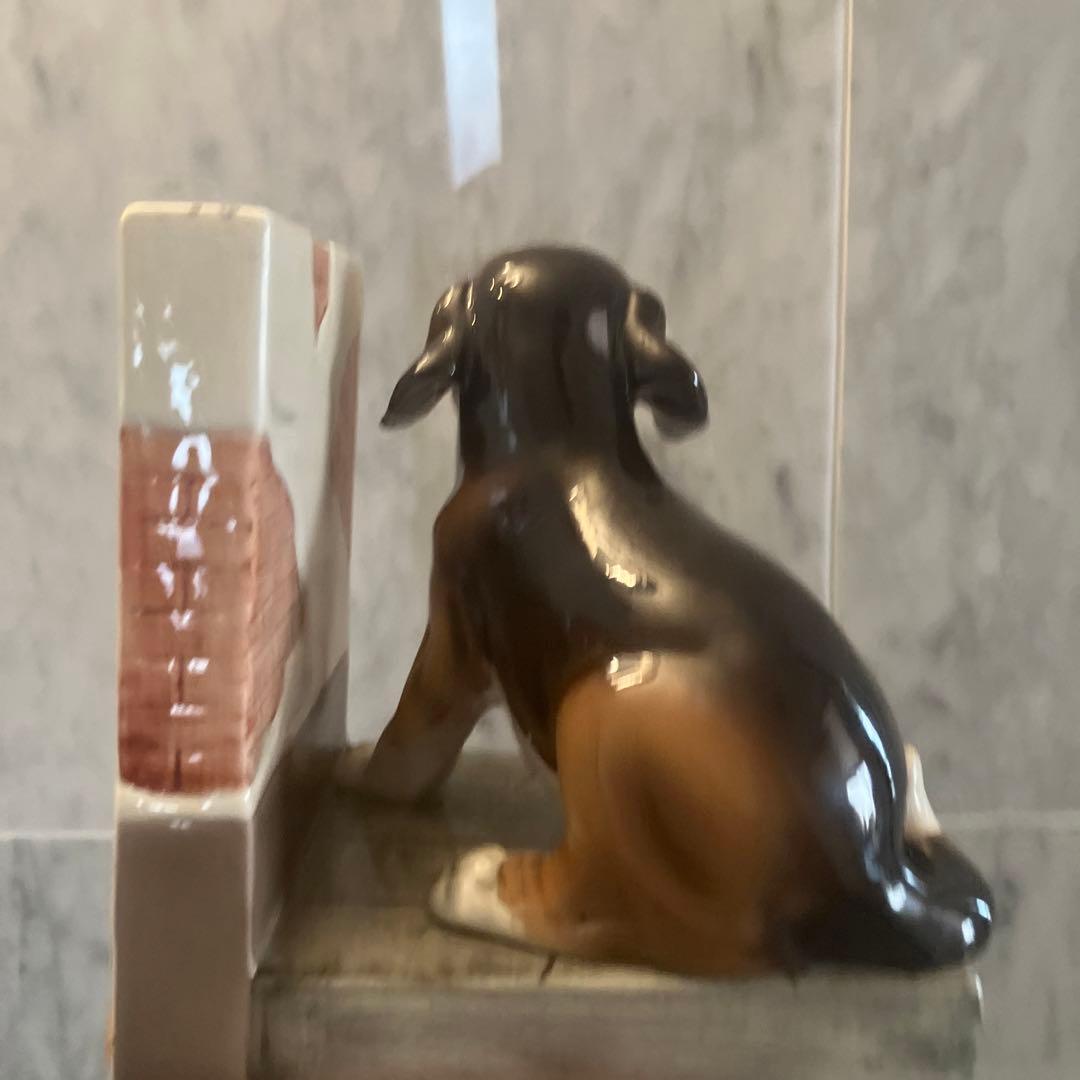 イタリア1950年代ビンテージ 手描きの瞳が美しいビーグル犬の陶器ブックエンド