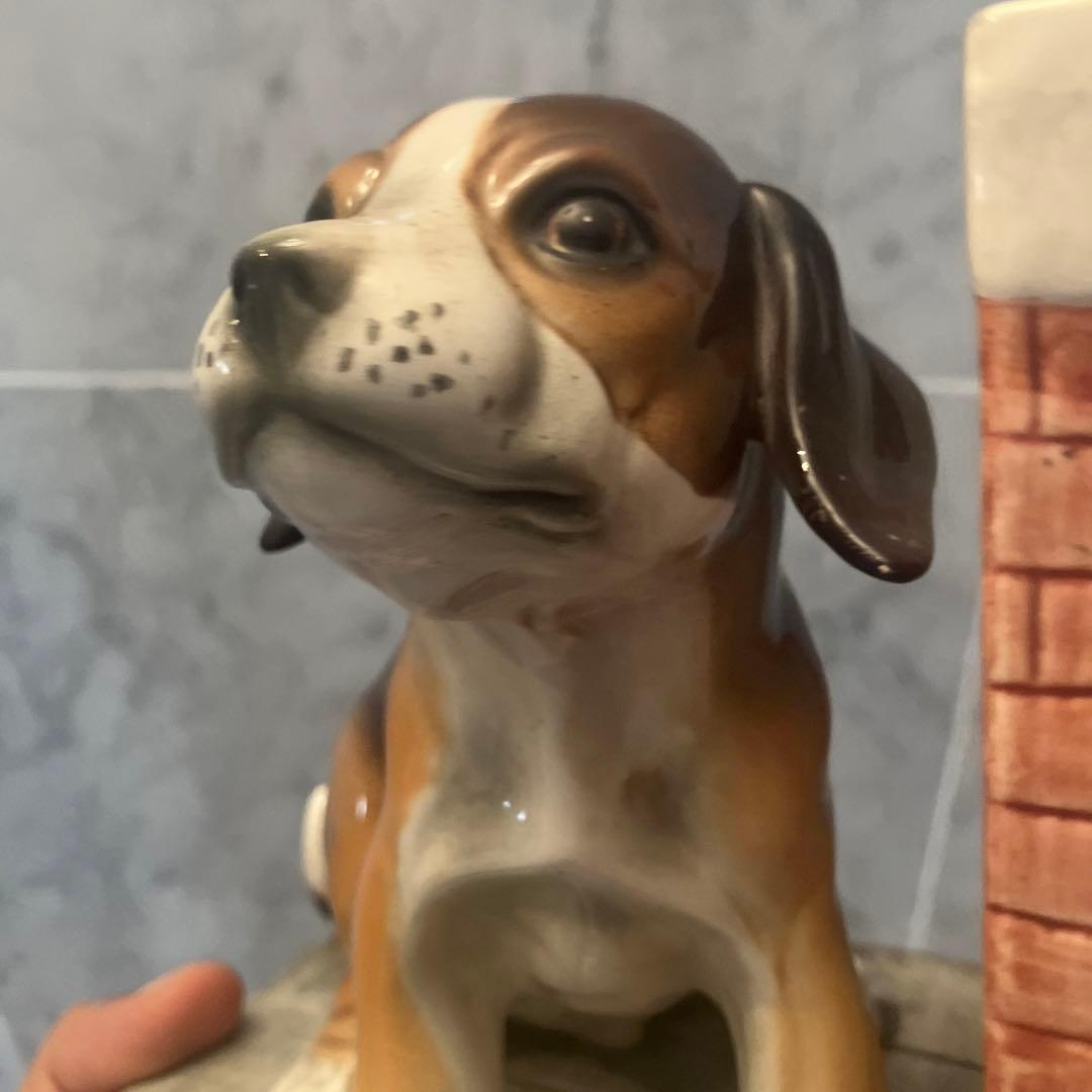 イタリア1950年代ビンテージ 手描きの瞳が美しいビーグル犬の陶器ブックエンド