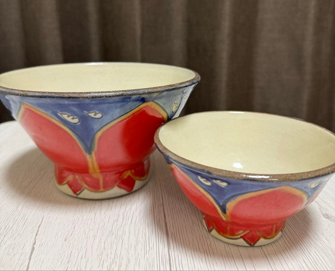 沖縄 やちむん 幸陶器 花笠マカイ2個セット