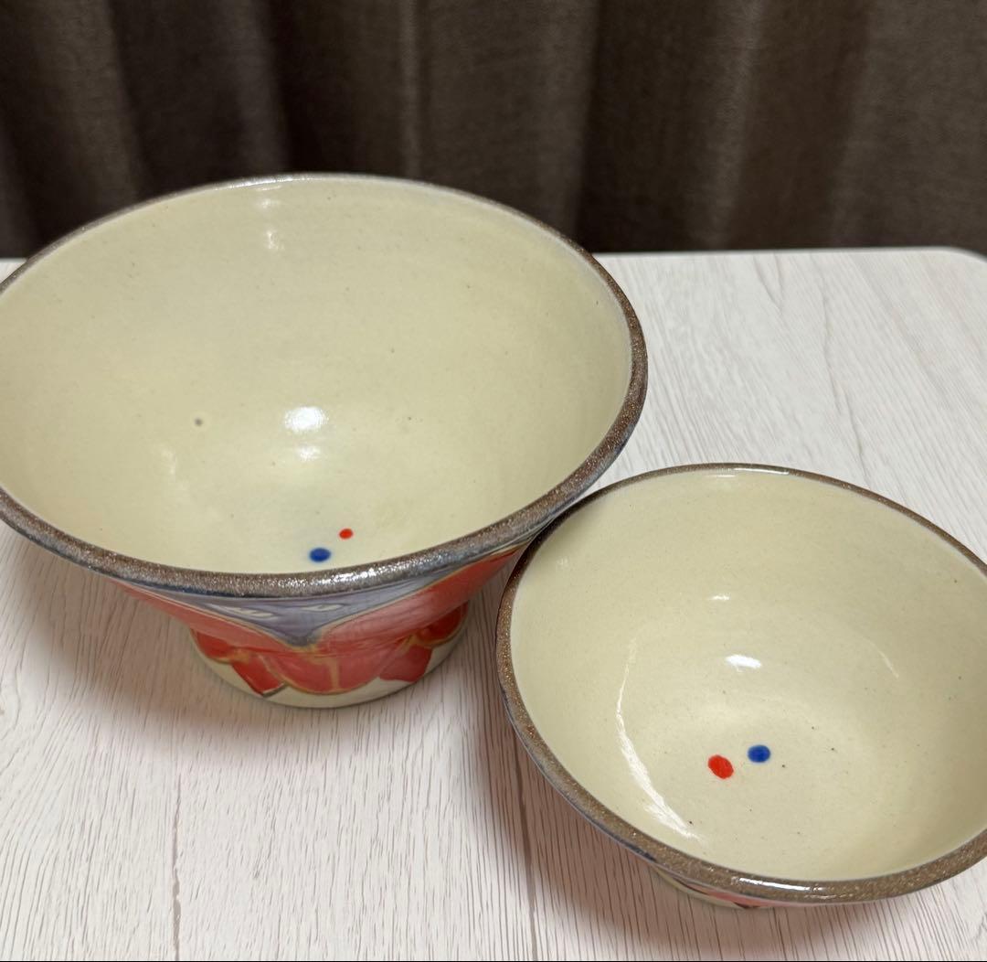 沖縄 やちむん 幸陶器 花笠マカイ2個セット