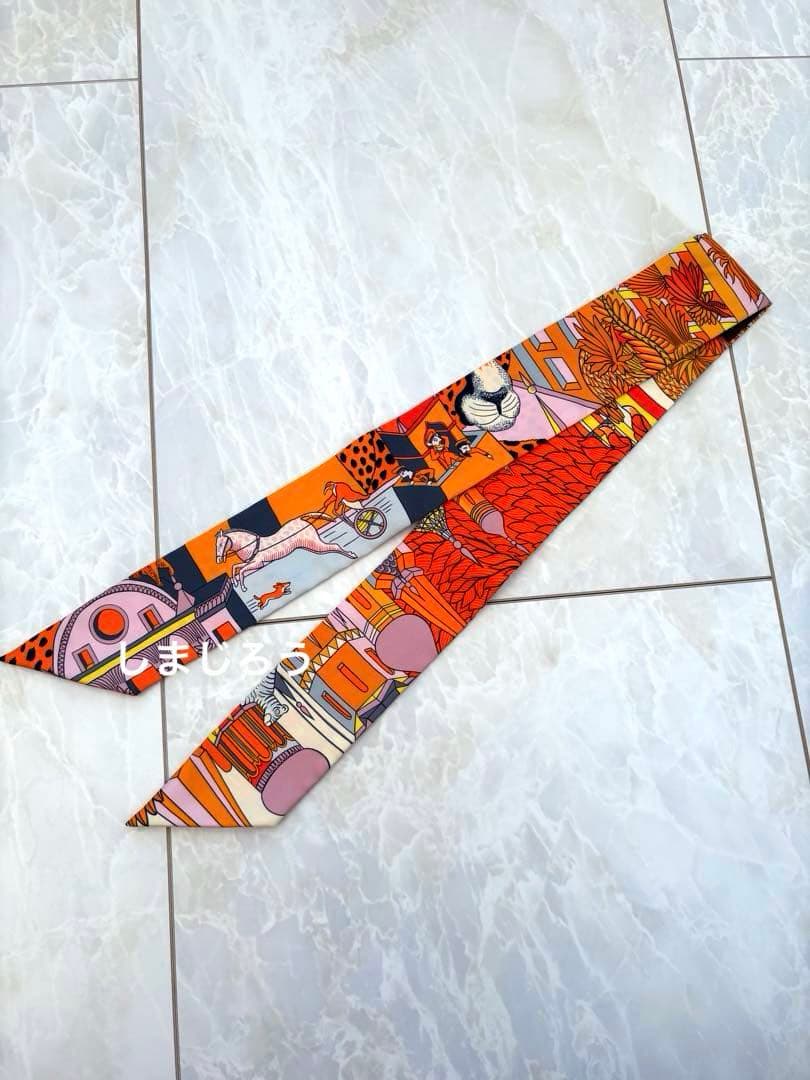 HERMES ツイリーANIMAPOLIS アニマポリス　オレンジ