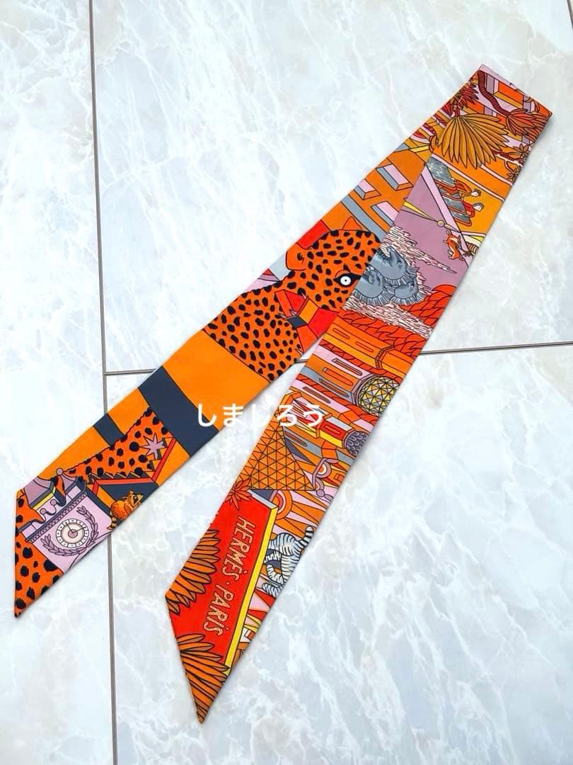 HERMES ツイリーANIMAPOLIS アニマポリス　オレンジ