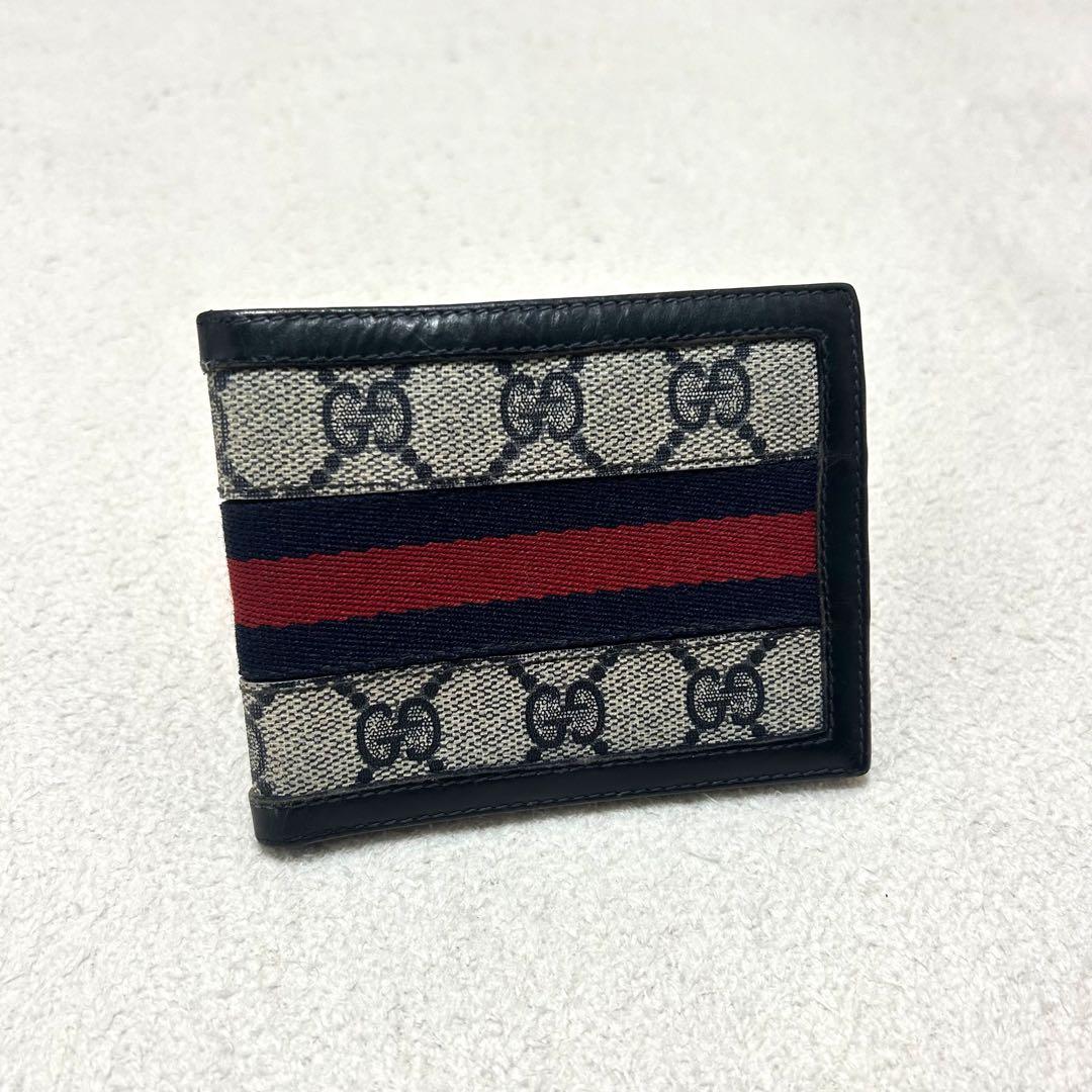極美品❗️ GUCCI グッチ　オールド GGスプリーム シェリーライン 折り財布