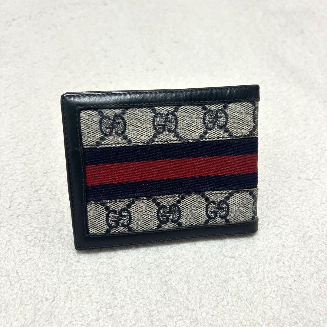 極美品❗️ GUCCI グッチ　オールド GGスプリーム シェリーライン 折り財布